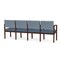 Lesro Lenox Wood 4 Seat Tandem Seating Wood Frame, Walnut, RS Rain Song Back, MD Titan Seat LW4103 - alternate 3